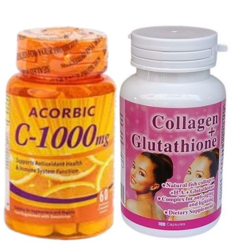 Acorbic Vitamin (ACORBIC) C-1000mg AND Collagen + Glutathione 2-in-1 Beauty Combo