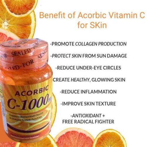 Acorbic Vitamin (ACORBIC) C-1000mg - Antioxidant & Immune System - 60 Chewable Tablets