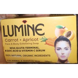 Lumine 2 Pieces Carrot+Apricot Face And Body Exfoliating Soap With Gluta-terminal Kojic Acid And Vitamin C Serum (Lumine)