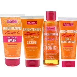 Beauty Formulas 4-in-1 Vitamin C Daily Facial Set: Facial Wash, Facial Scrub, Facial Tonic & Daily Moisturiser (BEAUTY FORMULAS)