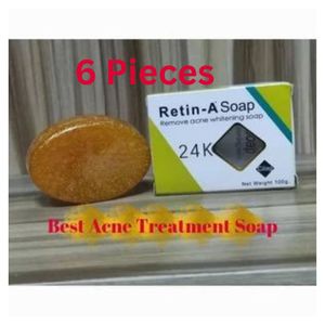 6 Pieces Retin-A 24 K Soap – Remove Acne & Whiten Skin (100g) / Advanced Skincare for Clear, Radiant & Even-Toned Skin