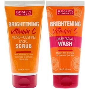 Beauty Formulas Vitamin C Facial SCRUB And Facial WASH 2-In-1 Combo (BEAUTY FORMULAS)