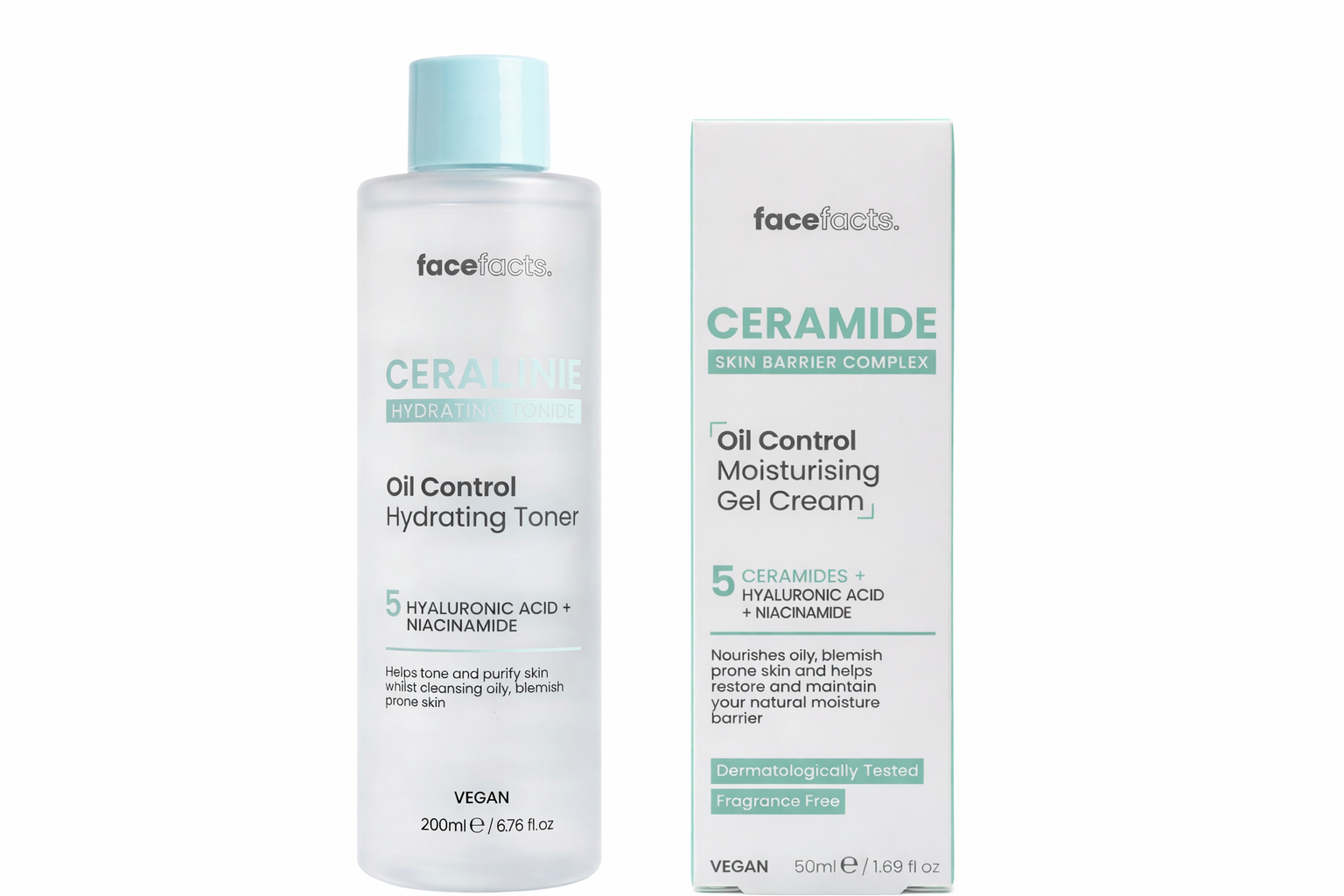 Ceramide Oil Control Skincare Set – Hydrating Toner (200ml) + Moisturising Gel Cream (50ml)