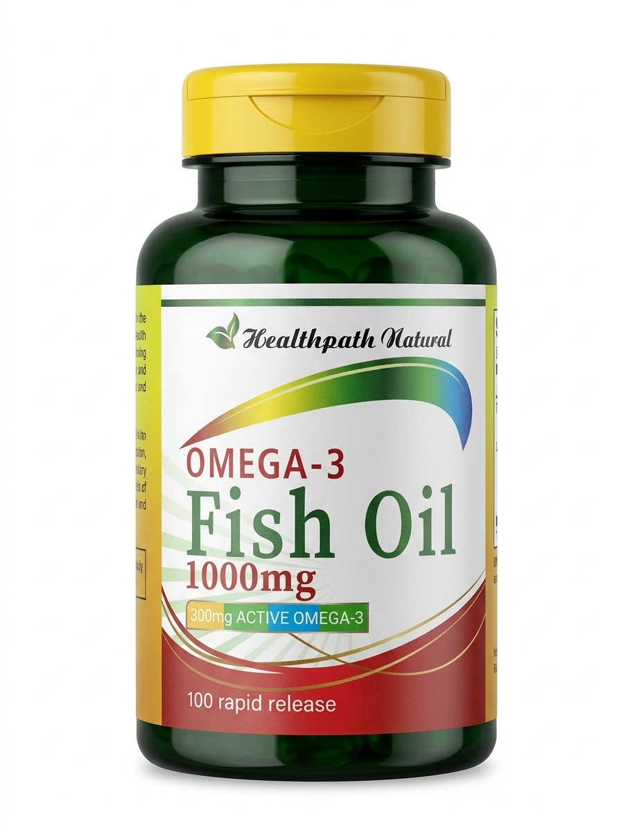 Omega-3 Fish Oil 1000mg - 300mg Active Omega-3 - 100 Rapid Release Softgels