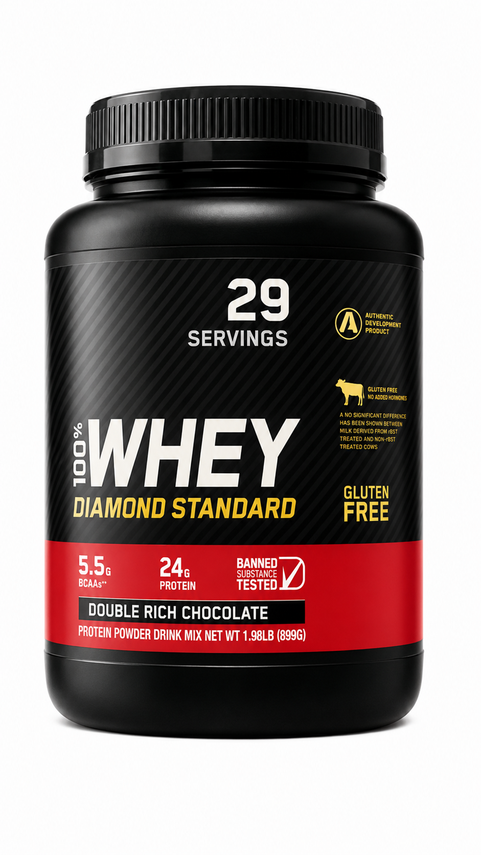 Standard 100% Whey Protein Powder Double Rich Chocolate - 899g (29 Servings)